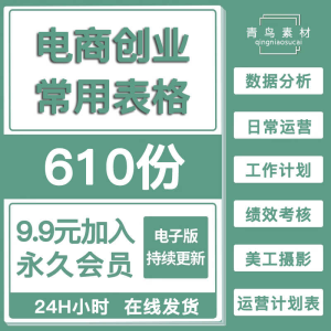 淘宝天猫电商运营店铺管理数据分析年度报表计划周报表excel表格